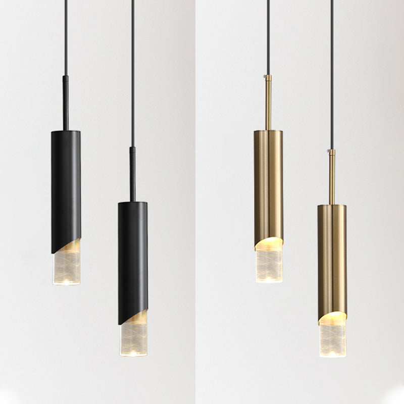 Bedroom Suspended Lighting Fixture Modern Style Hanging Light Kit with Tube Acrylic Shade