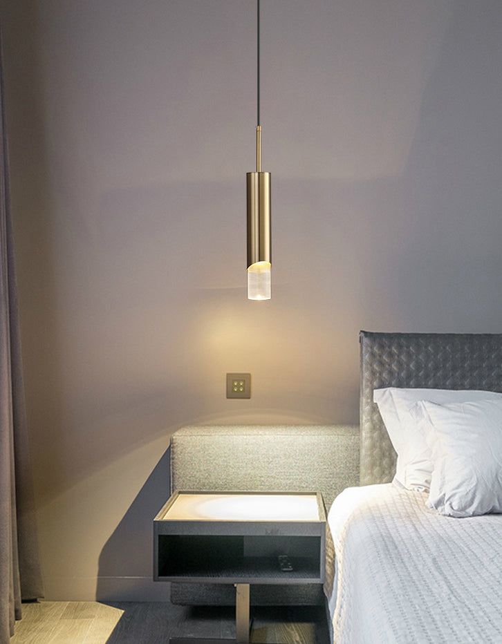 Bedroom Suspended Lighting Fixture Modern Style Hanging Light Kit with Tube Acrylic Shade