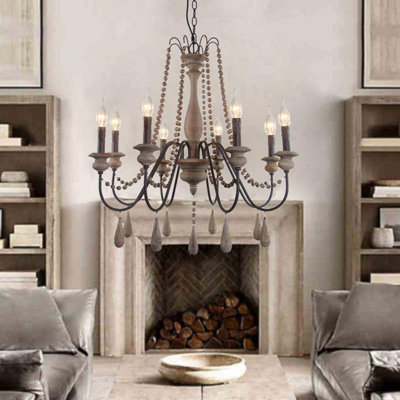 Retro 6/8/12 têtes lampe de lustre gris Branche Plafond Pendant Light avec bras métallique pour le salon