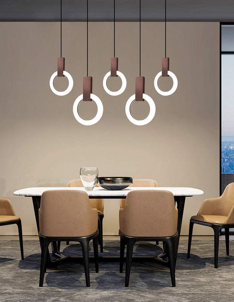 Metal Circle Pendant Light Fixture Modern Style LED Pendant Ceiling Light for Bedroom