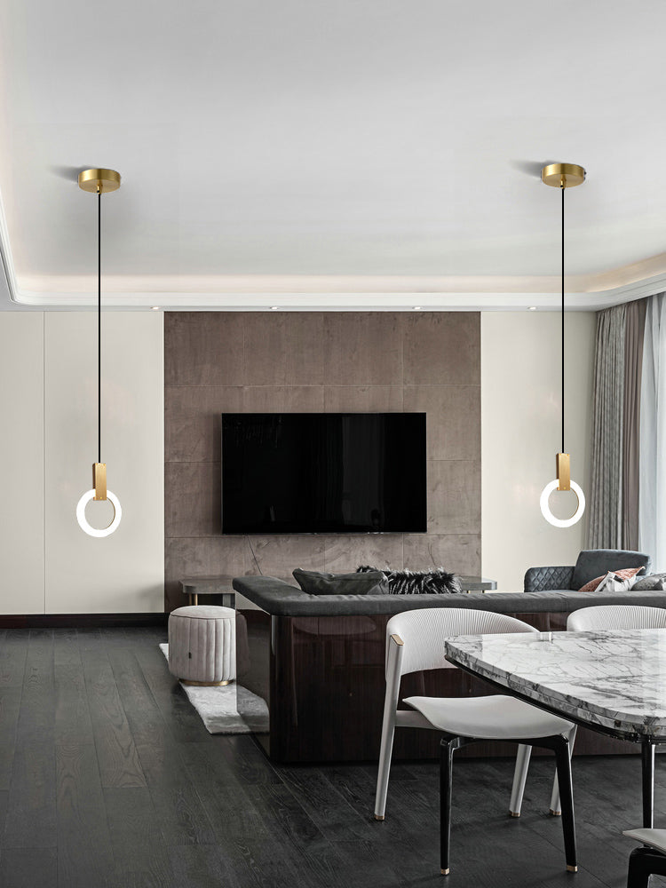 Metal Circle Pendant Light Fixture Modern Style LED Pendant Ceiling Light for Bedroom