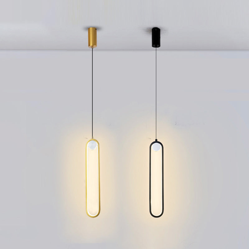 Metal Oblong Hanging Ceiling Light Modern Style LED Ceiling Pendant Light for Bedroom