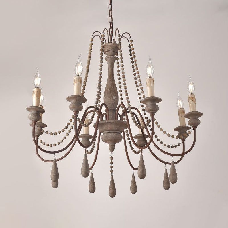 Retro 6/8/12 têtes lampe de lustre gris Branche Plafond Pendant Light avec bras métallique pour le salon
