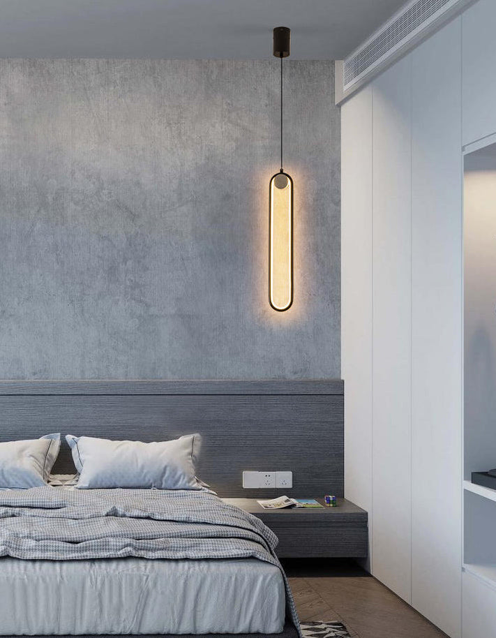 Metal Oblong Hanging Ceiling Light Modern Style LED Ceiling Pendant Light for Bedroom