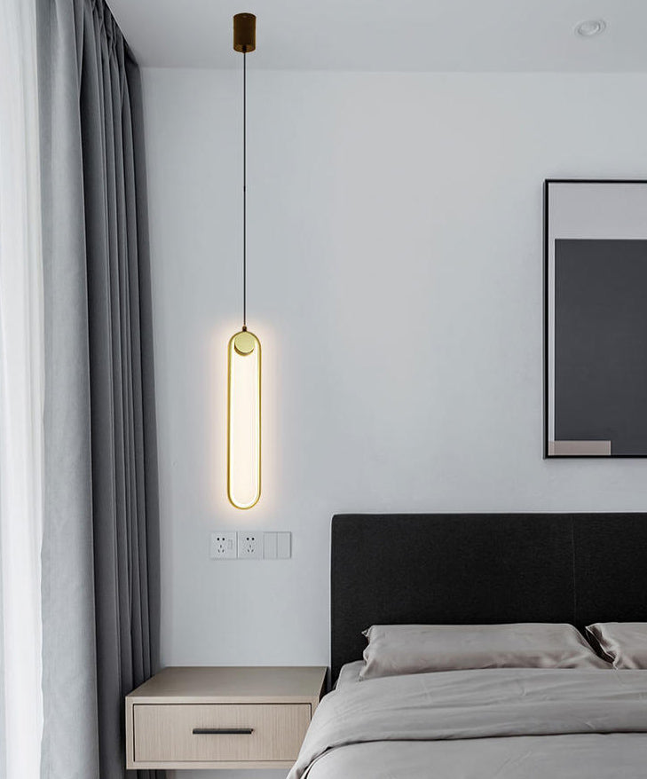 Metal Oblong Hanging Ceiling Light Modern Style LED Ceiling Pendant Light for Bedroom