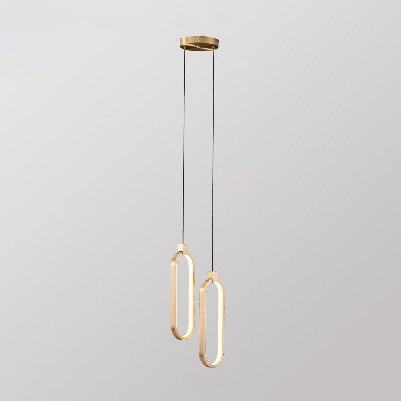 Oval Suspended Lighting Fixture Minimalist Style LED Metal Pendant Light Kit for Bedroom