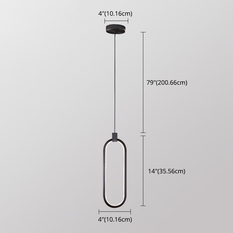 Oval Suspended Lighting Fixture Minimalist Style LED Metal Pendant Light Kit for Bedroom