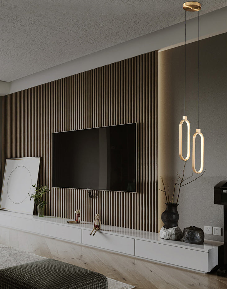 Oval Suspended Lighting Fixture Minimalist Style LED Metal Pendant Light Kit for Bedroom