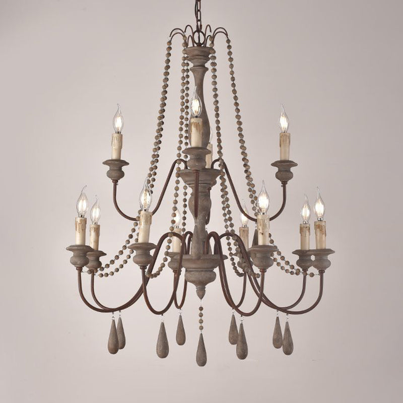 Retro 6/8/12 têtes lampe de lustre gris Branche Plafond Pendant Light avec bras métallique pour le salon