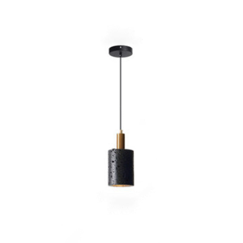 Nordique ombragé Plafond Light Stone Bedroom suspendu luminaire en noir