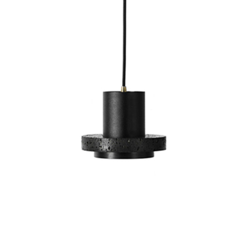 Nordic Shaded Pendant Ceiling Light Stone Bedroom Hanging Light Fixture in Black