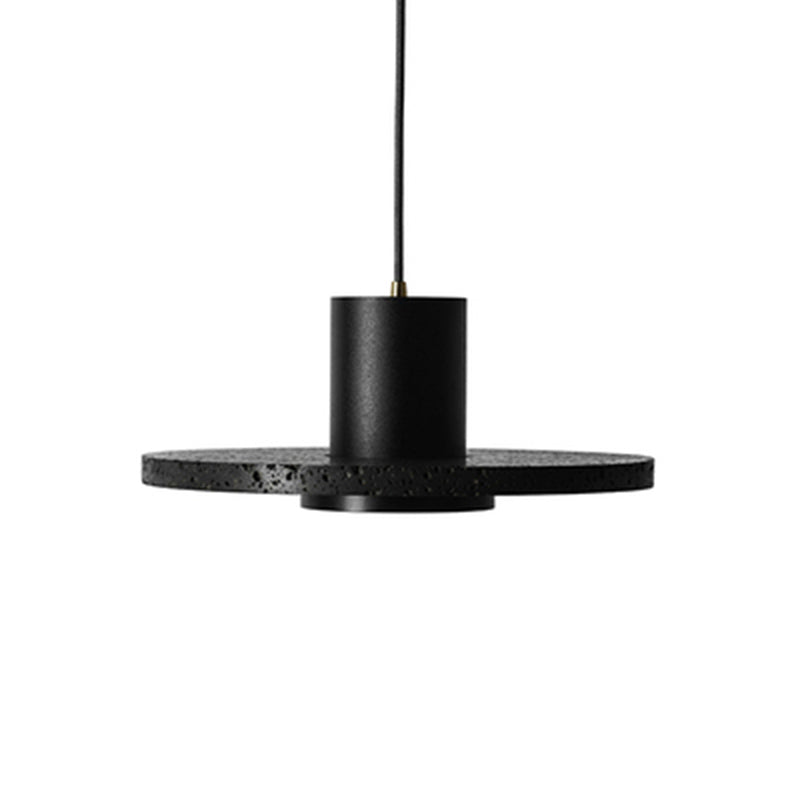 Nordic Shaded Pendant Ceiling Light Stone Bedroom Hanging Light Fixture in Black