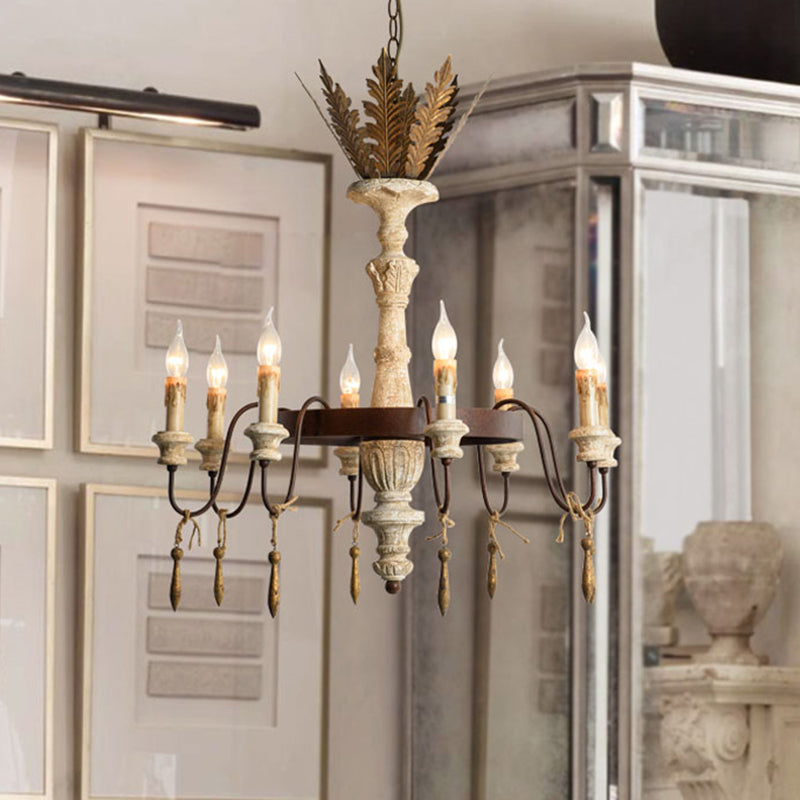 8 ampoules Spur Plafond lustre pour lustre traditionnel Métal d'éclairage en suspension en rouille