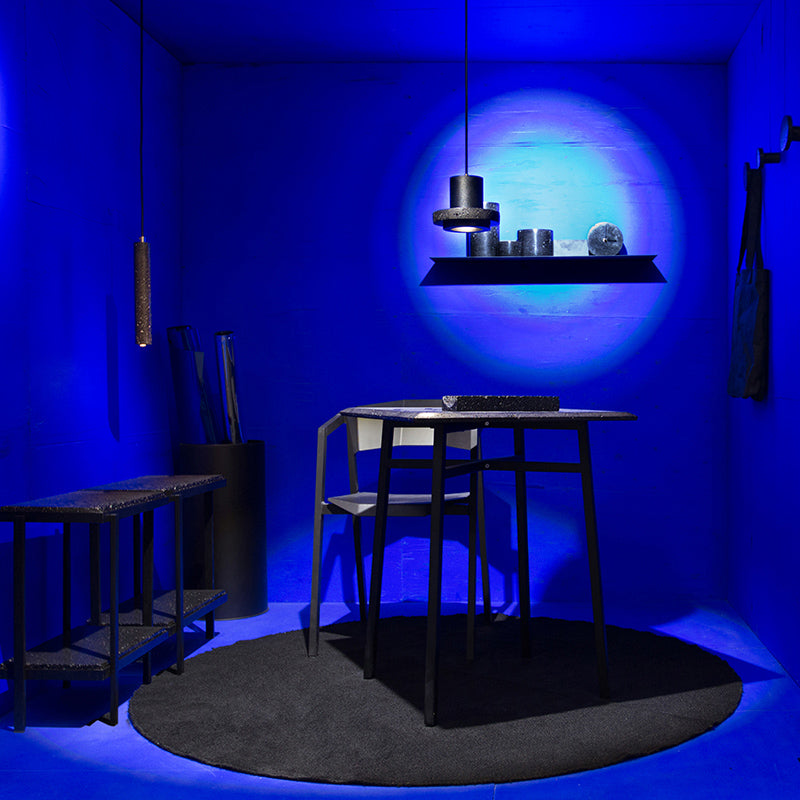 Stone Cylinder Hanging Ceiling Light Minimalist-Style Black Suspended Lighting Fixture