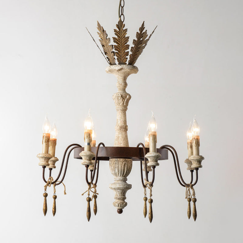 8 ampoules Spur Plafond lustre pour lustre traditionnel Métal d'éclairage en suspension en rouille