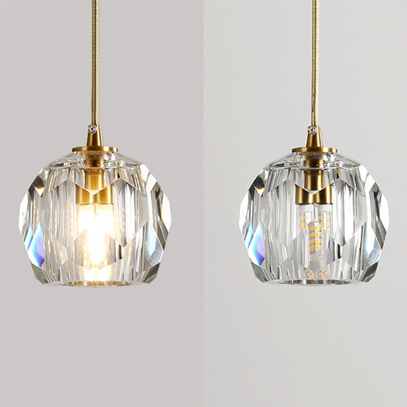 Spiral Stairs Gold Pendant Light Fixture Clear Crystal Nordic Style Hanging Light