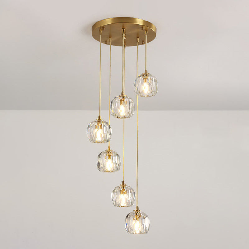 Escaliers en spirale Gold Pendant Lightture Crystal Crystal Nordic Style Hanging Light