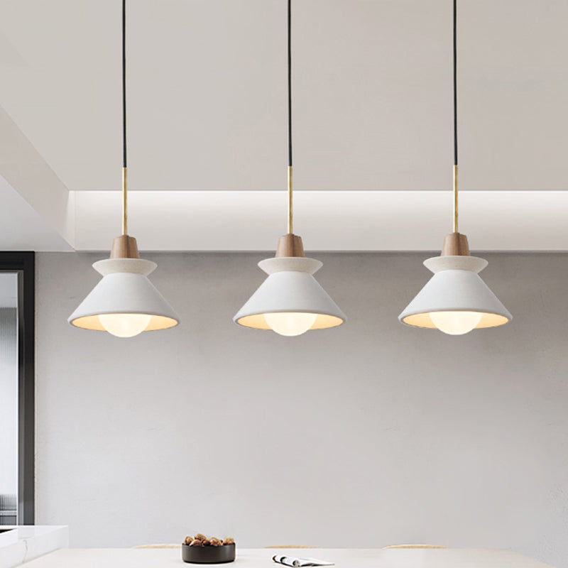 Wit conische hanglamp LICHTBELDING Minimalistische stijl Cement Hanger plafondlicht