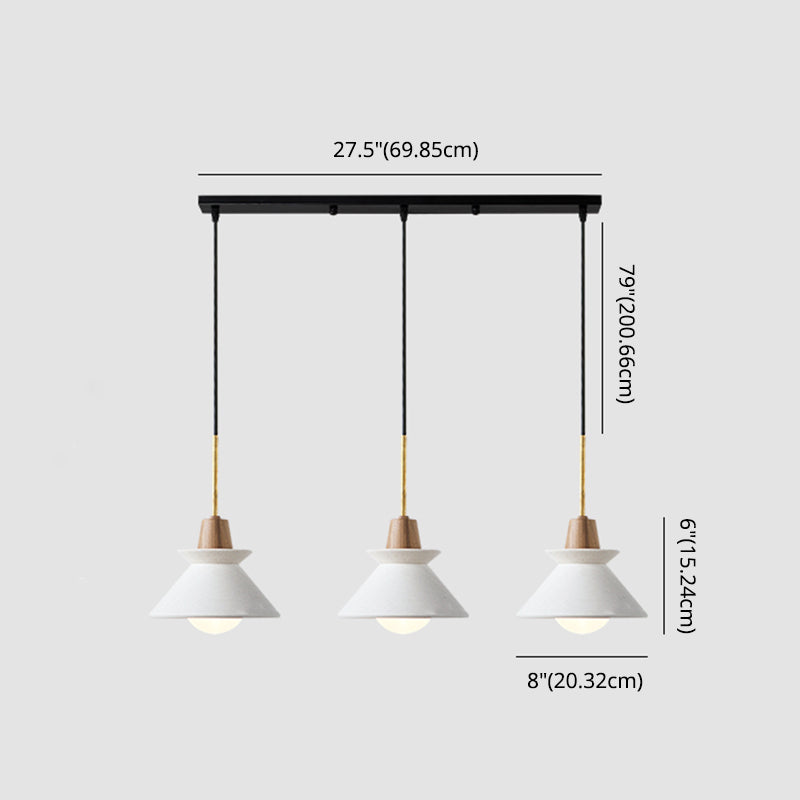 Luz de colgante cónica blanca de lámpara minimalista de cemento colgante de techo de techo