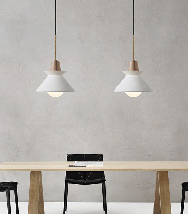 Luz de colgante cónica blanca de lámpara minimalista de cemento colgante de techo de techo