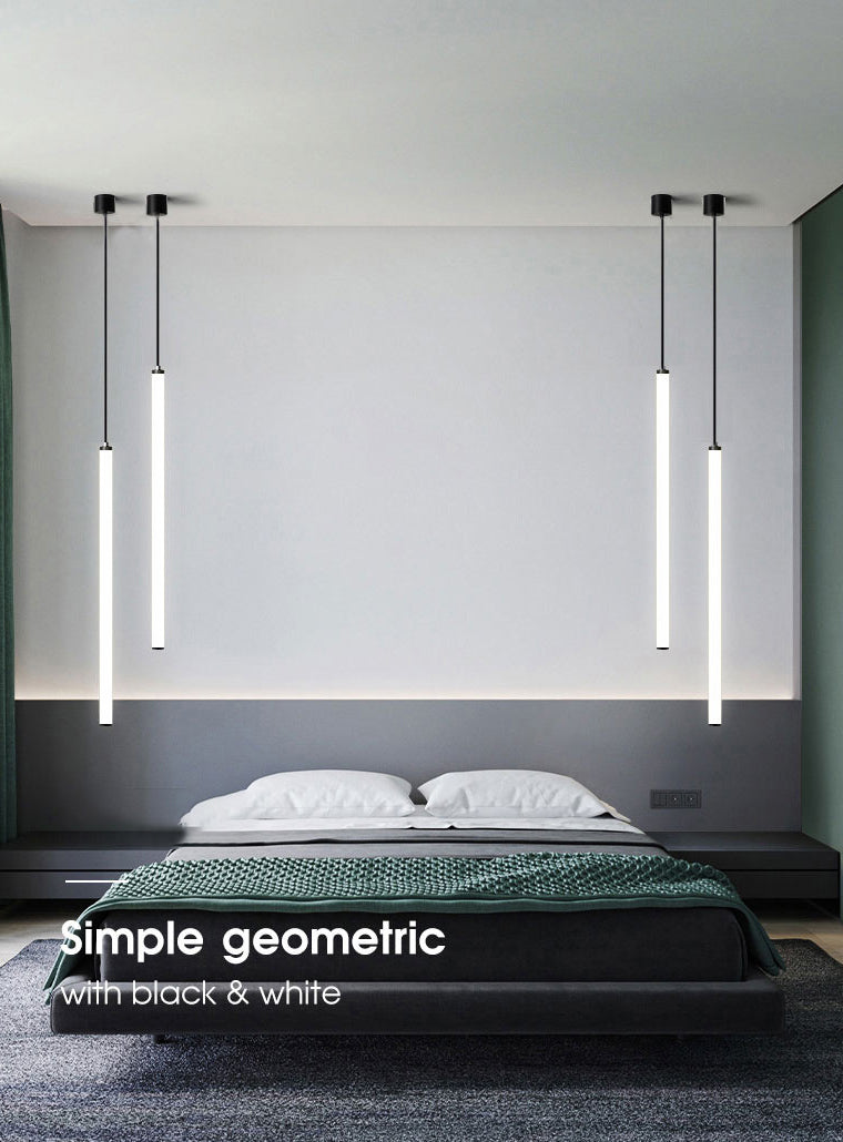 Acrylic Modern Simple LED Pendant Light Long Line Lamps for Bedroom Dinning Room