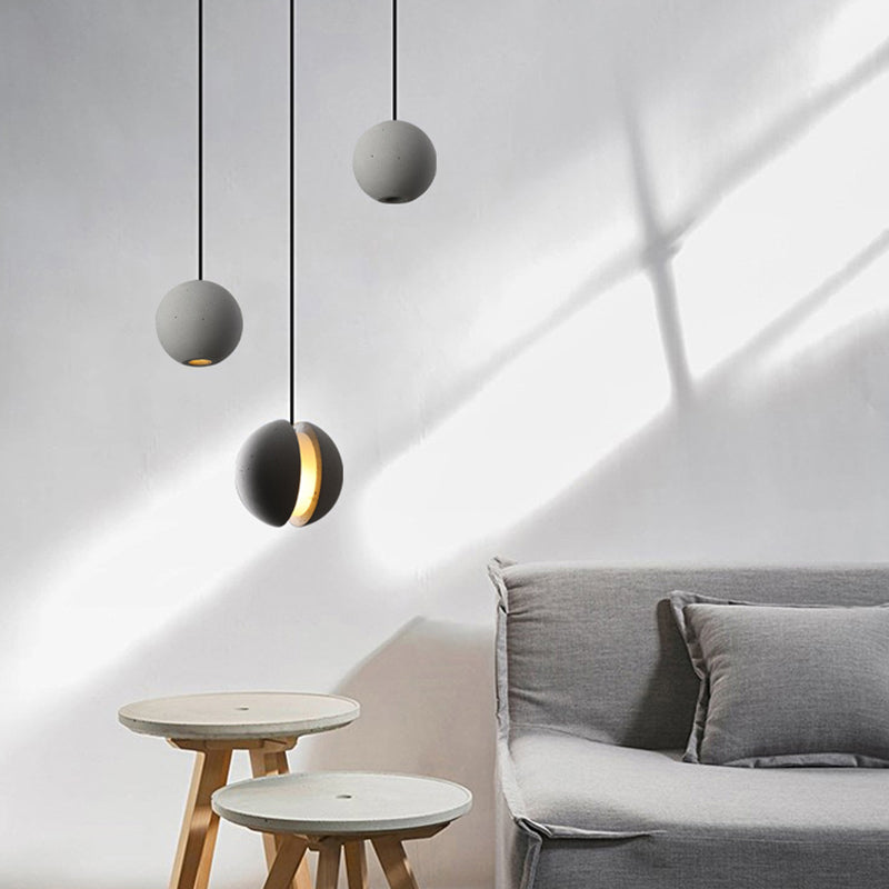 Funzione illuminazione a sospensione sferica Stile Nordico Cemento Grigio Servitore a sospensione Luce del soffitto