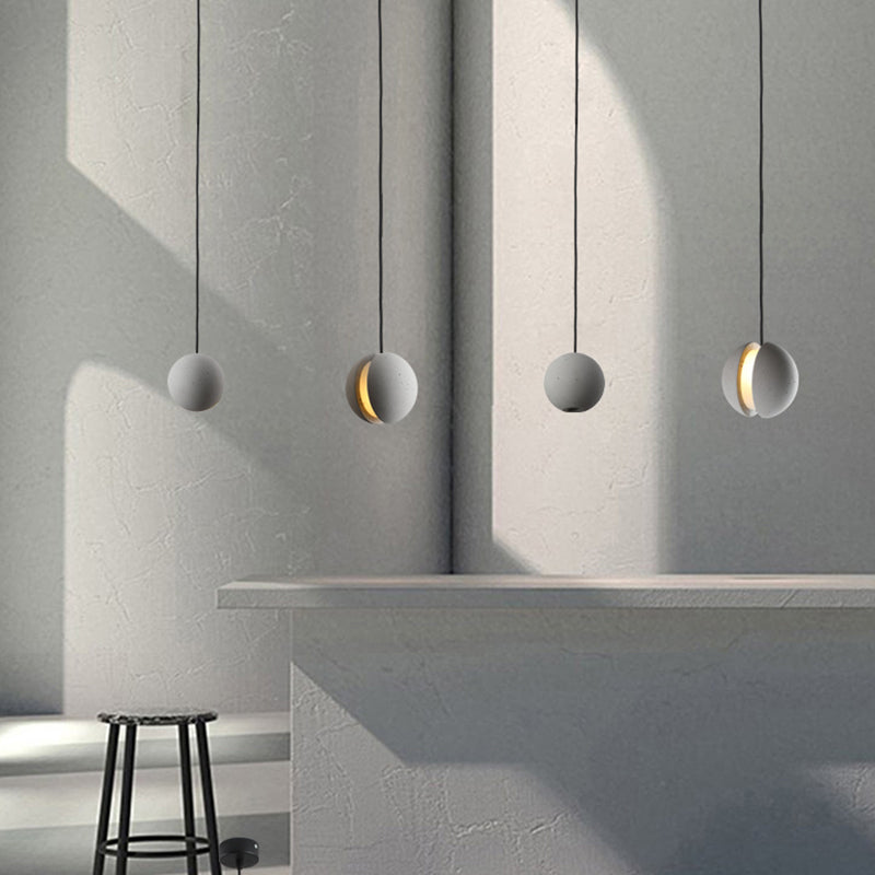 Funzione illuminazione a sospensione sferica Stile Nordico Cemento Grigio Servitore a sospensione Luce del soffitto