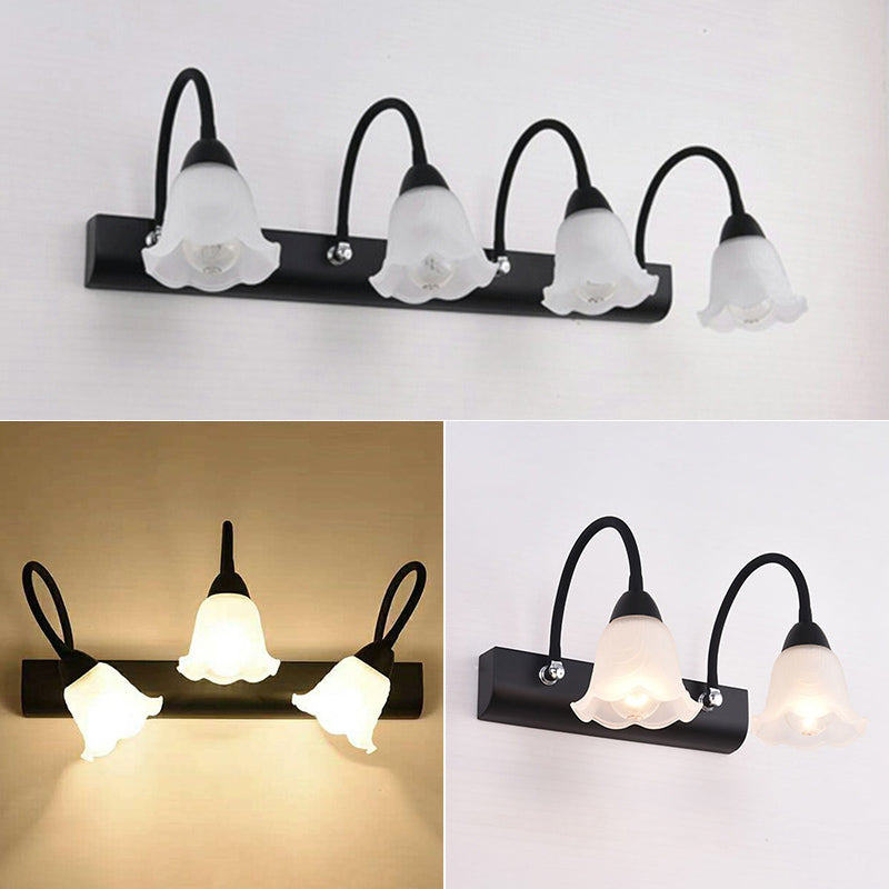 Traditional Simplicity Flower Vanity Sconce Lights Milk Glass Wall Mount Light Fixture