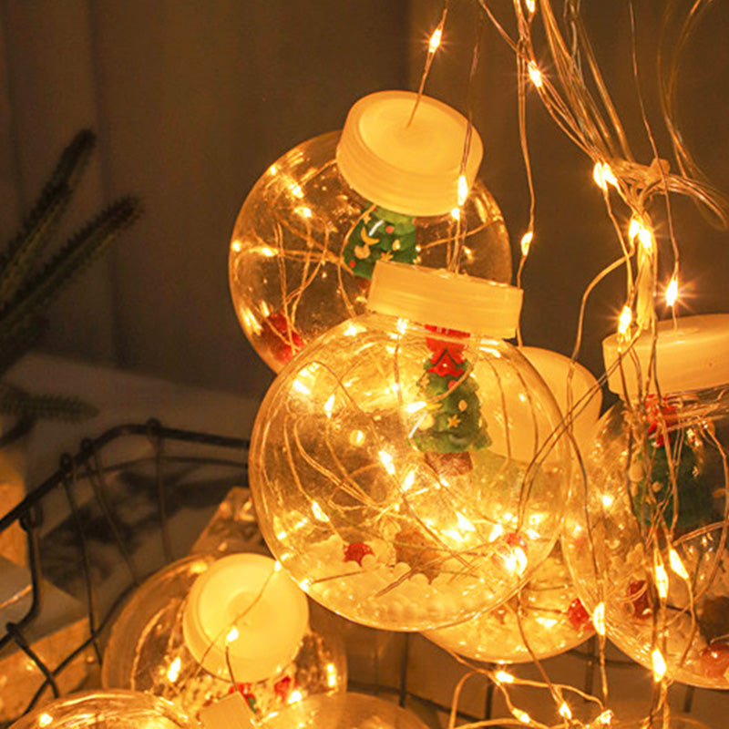 Nordic Wishing Ball String Lamp Plastic 12-Lights Indoor Curtain Lights in Clear