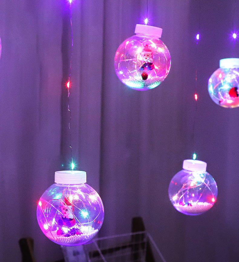 Nordic Wishing Ball String Lamp Plastic 12-Lights Indoor Curtain Lights in Clear