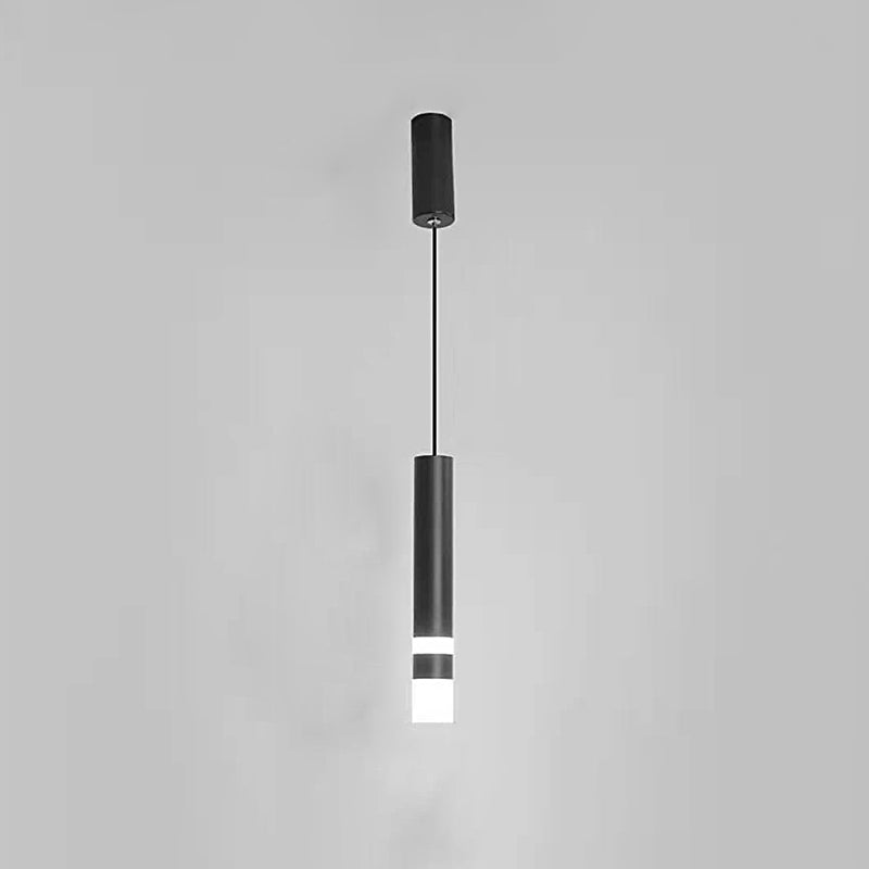 Luce a sospensione a sospensione in metallo cilindrico Light a ciondolo a LED moderno per camera da letto