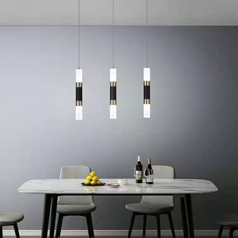 Luce a sospensione a sospensione in metallo cilindrico Light a ciondolo a LED moderno per camera da letto