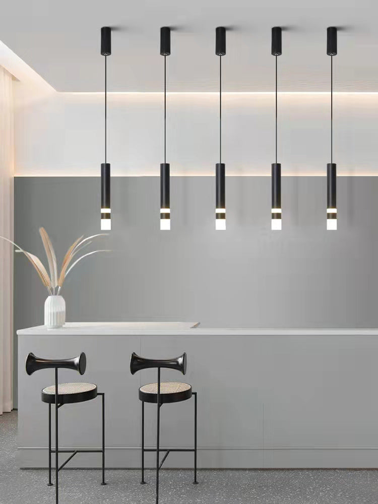 Luce a sospensione a sospensione in metallo cilindrico Light a ciondolo a LED moderno per camera da letto