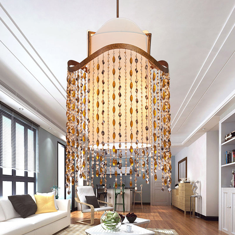 Lampada del lampadario a cascata Crystal Nordic Crystal 3 Heads Red Brown Cioncant Aione per soggiorno per soggiorno