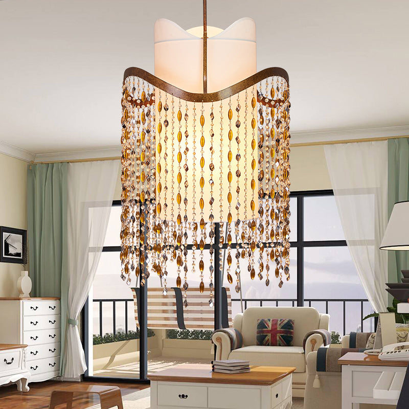 Lampada del lampadario a cascata Crystal Nordic Crystal 3 Heads Red Brown Cioncant Aione per soggiorno per soggiorno