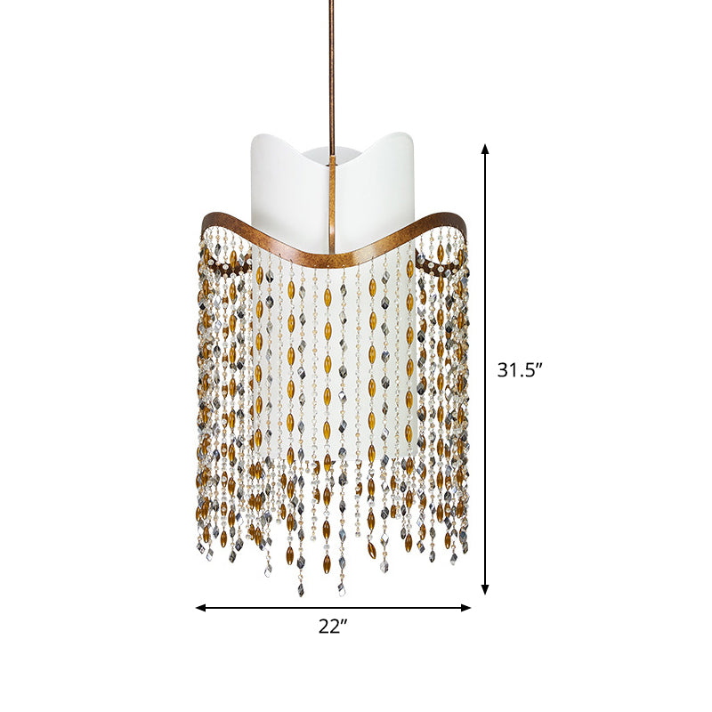 Cascade Chandelier Lamp Nordic Crystal 3 Heads Red Brown Pendant Lighting Fixture for Living Room