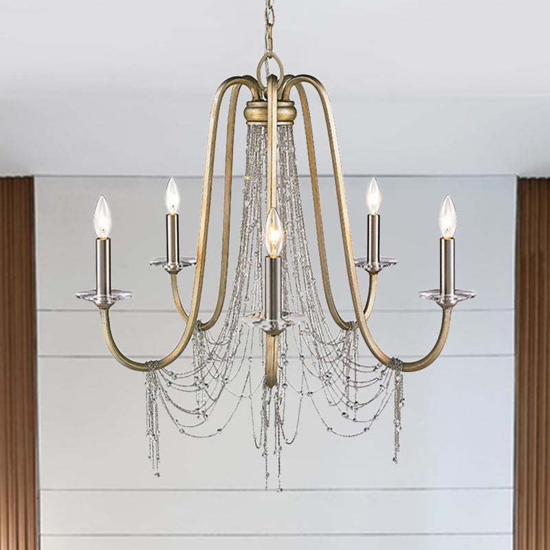 Lampadario Nordic Starburst Crystal Crystal 5 Bulbs Sospensione in oro per soggiorno