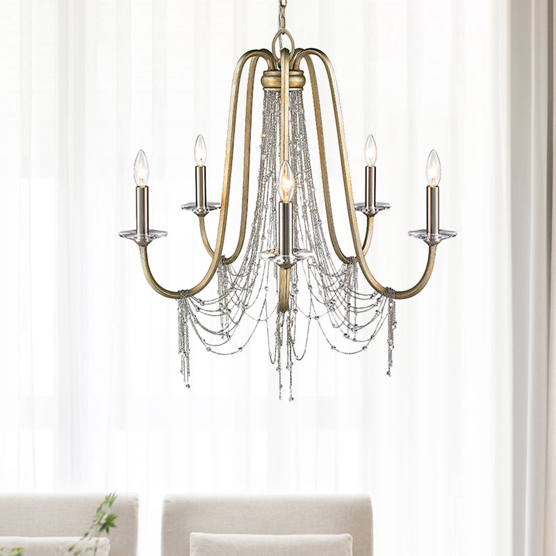 Lampadario Nordic Starburst Crystal Crystal 5 Bulbs Sospensione in oro per soggiorno