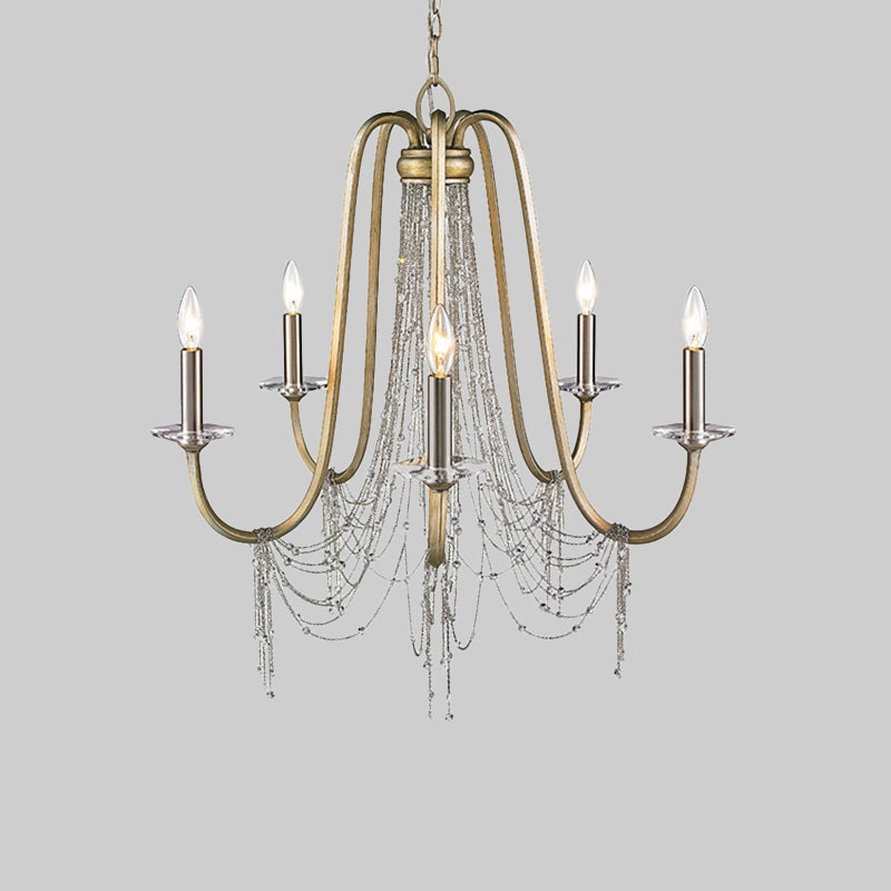 Lampadario Nordic Starburst Crystal Crystal 5 Bulbs Sospensione in oro per soggiorno