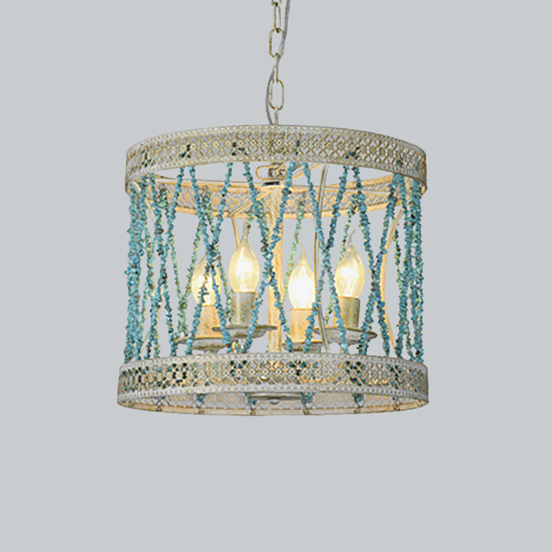Lampada lampadario cilindri di pietra retrò retrò 4/6 lampadine blu accarezzati con catena regolabile