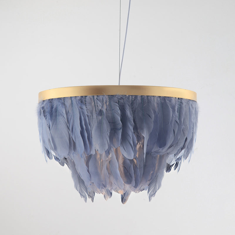 Eigentijdse 1 hoofd suspensie lamp grijs/wit 2-laags hangende verlichtingsarmatuur met stofschaduw voor woonkamer