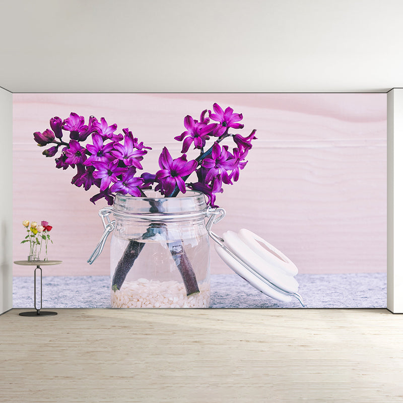 Flowers in Vase Mural Wall Decor Mildew Resistant Living Room Wall Mural Wall Art