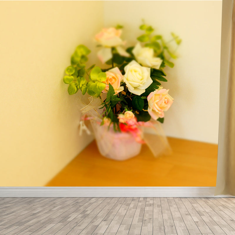 Flowers and Vase Wallpaper Mural Decal Customized Modern Wall Covering for Bedroom