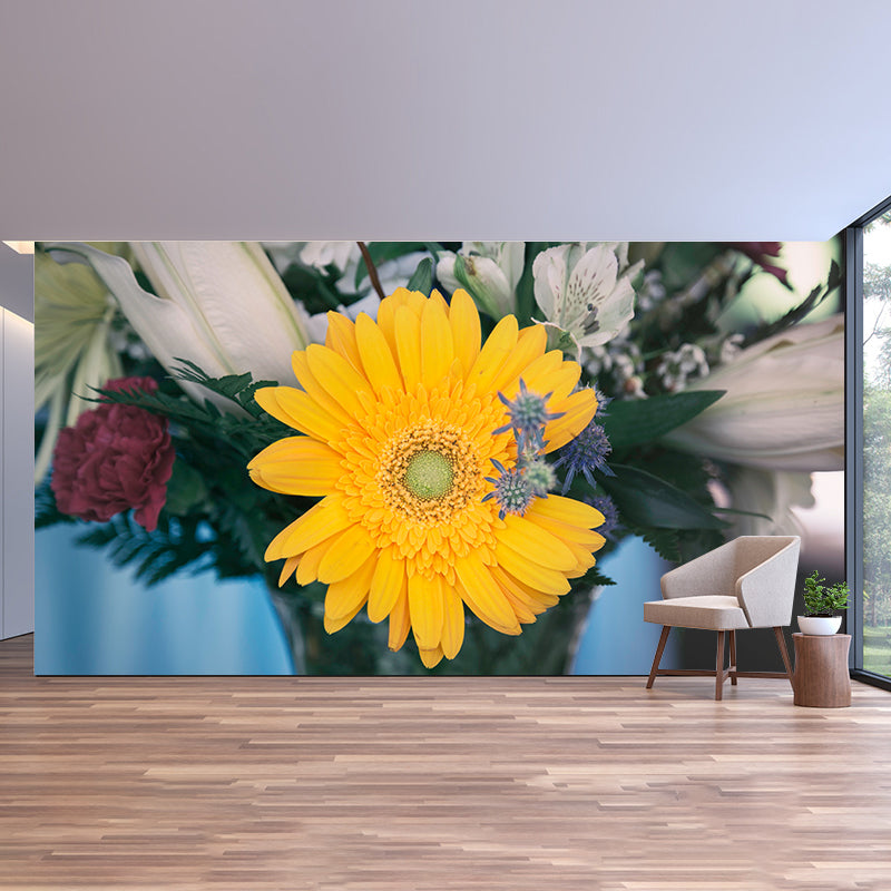 Flowers and Vase Wallpaper Mural Decal Customized Modern Wall Covering for Bedroom