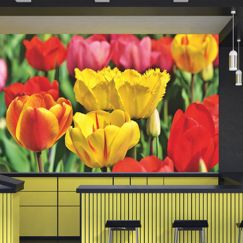 Tulips Wallpaper Mural Decal Customized Modern Wall Covering for Bedroom