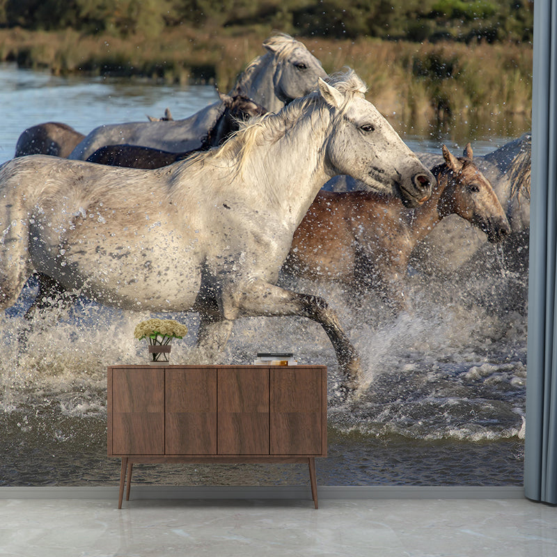 Photography Horses Mural Wall Decor Mildew Resistant Living Room Wall Mural for Decoration