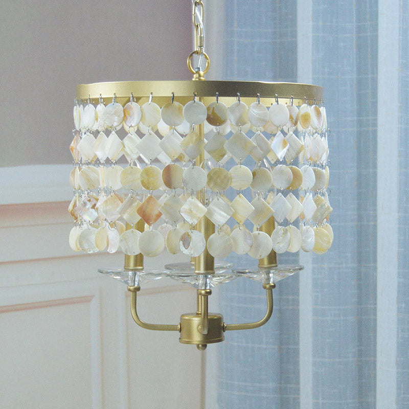 4/6 lampadina il lampadario del soffitto del tamburo Shell tradizionale Apparecchio di illuminazione sospesa in ottone