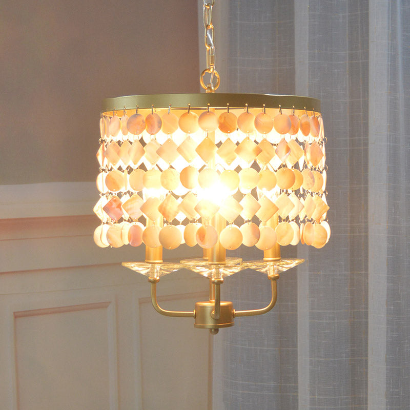 4/6 lampadina il lampadario del soffitto del tamburo Shell tradizionale Apparecchio di illuminazione sospesa in ottone