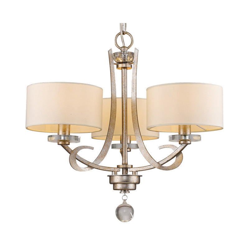 3 Light Posting Light Classic Tambel Candelier en blanco para dormitorio con cristal