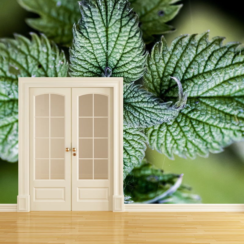Customized Medicinal Plants Mural Wallpaper Nettle Painting Mildew Resistant